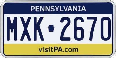 PA license plate MXK2670