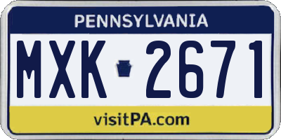 PA license plate MXK2671