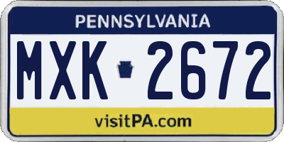 PA license plate MXK2672