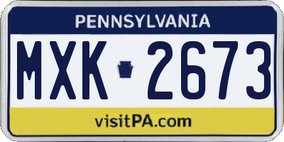 PA license plate MXK2673