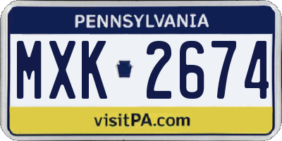 PA license plate MXK2674