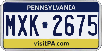 PA license plate MXK2675