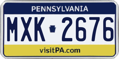 PA license plate MXK2676