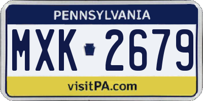PA license plate MXK2679