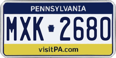 PA license plate MXK2680
