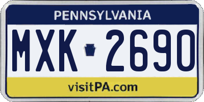 PA license plate MXK2690