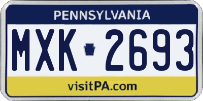 PA license plate MXK2693