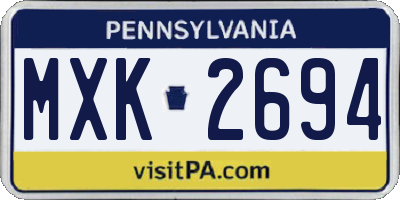 PA license plate MXK2694
