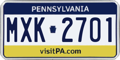 PA license plate MXK2701