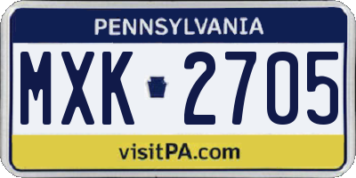 PA license plate MXK2705