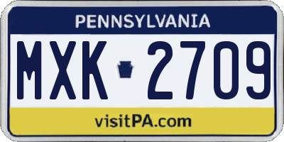 PA license plate MXK2709