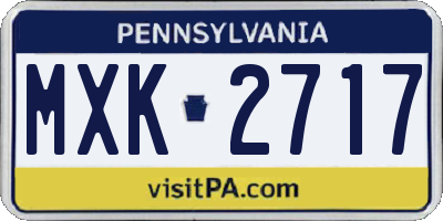 PA license plate MXK2717