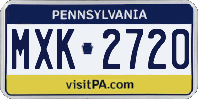 PA license plate MXK2720