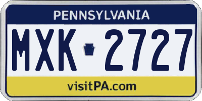PA license plate MXK2727