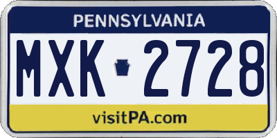 PA license plate MXK2728