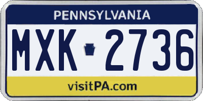 PA license plate MXK2736