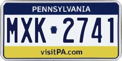 PA license plate MXK2741