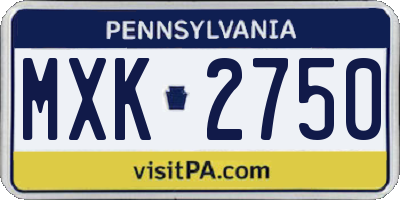 PA license plate MXK2750