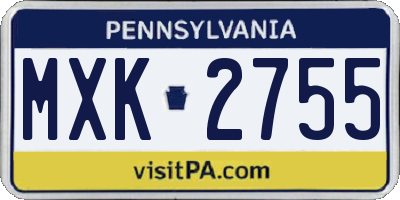 PA license plate MXK2755