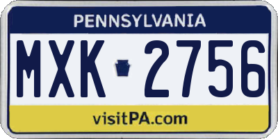PA license plate MXK2756