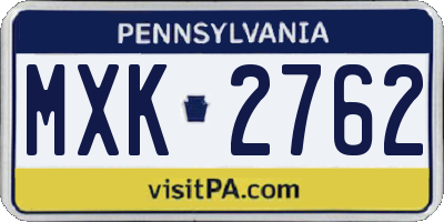 PA license plate MXK2762