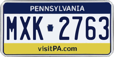 PA license plate MXK2763