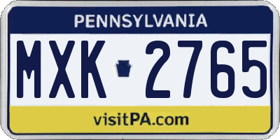 PA license plate MXK2765