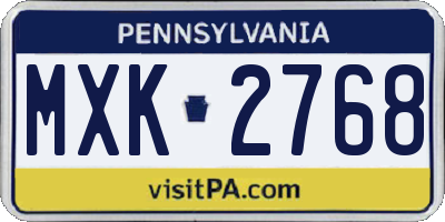 PA license plate MXK2768