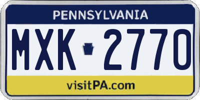 PA license plate MXK2770
