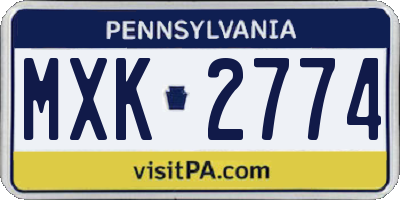 PA license plate MXK2774