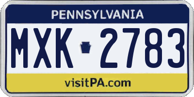 PA license plate MXK2783