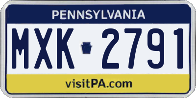 PA license plate MXK2791