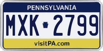 PA license plate MXK2799