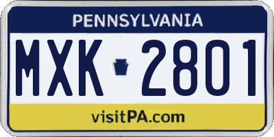 PA license plate MXK2801