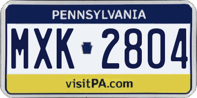 PA license plate MXK2804