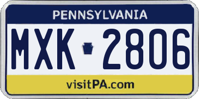 PA license plate MXK2806