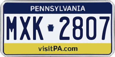 PA license plate MXK2807