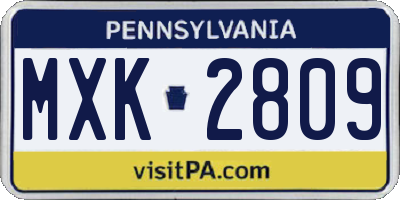 PA license plate MXK2809