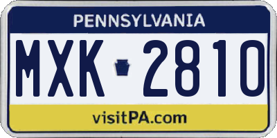PA license plate MXK2810