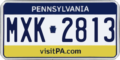 PA license plate MXK2813