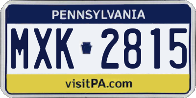 PA license plate MXK2815
