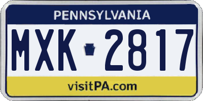 PA license plate MXK2817