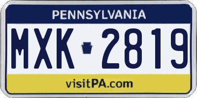 PA license plate MXK2819