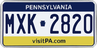 PA license plate MXK2820