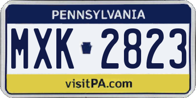 PA license plate MXK2823