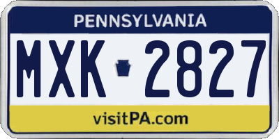PA license plate MXK2827