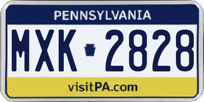 PA license plate MXK2828