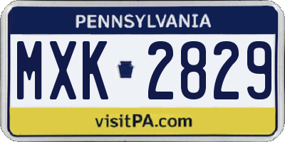 PA license plate MXK2829