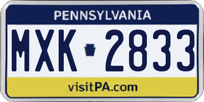 PA license plate MXK2833