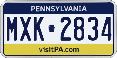 PA license plate MXK2834